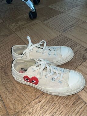 Comme des Garcons white converse chuck taylors
